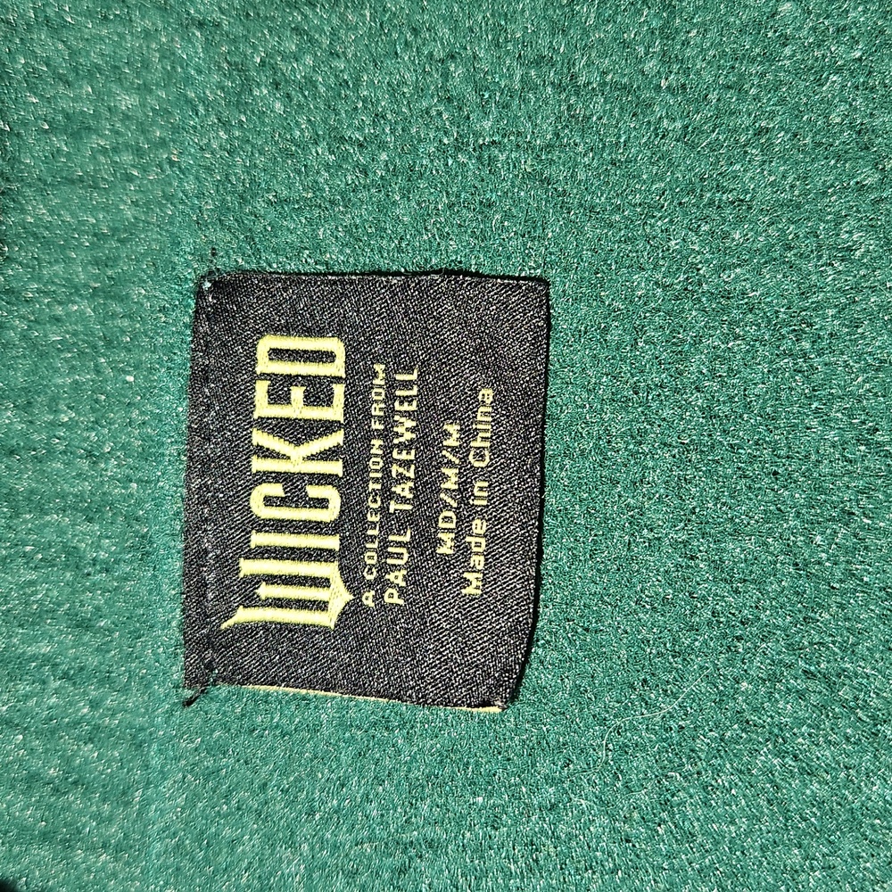 WICKED Green Cardigan gold Buttons with Embroidered W flying Monkey Size Medium - Picture 8 of 13